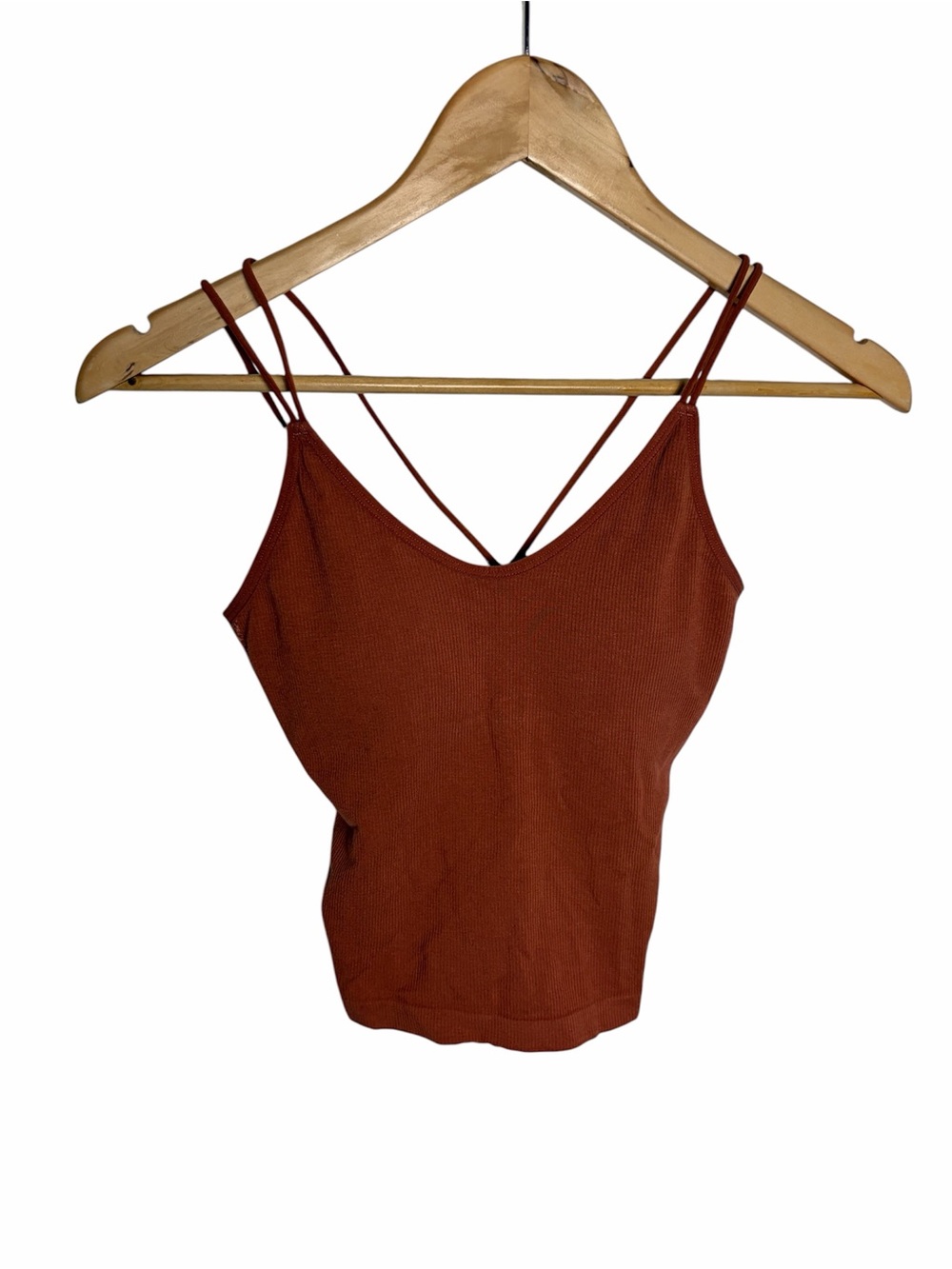 GB ribbed rust padded crop top one size